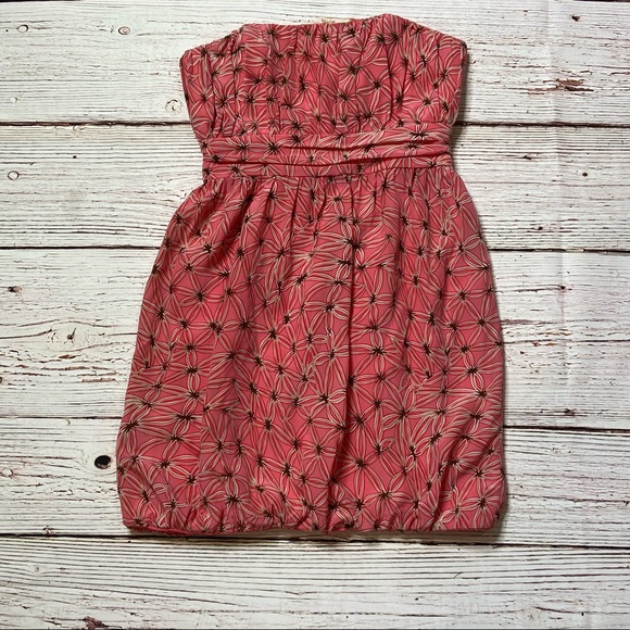 MILLY of New York Strapless Coral Print Bubble Hem Dress Sz 6 - Picture 2 of 14
